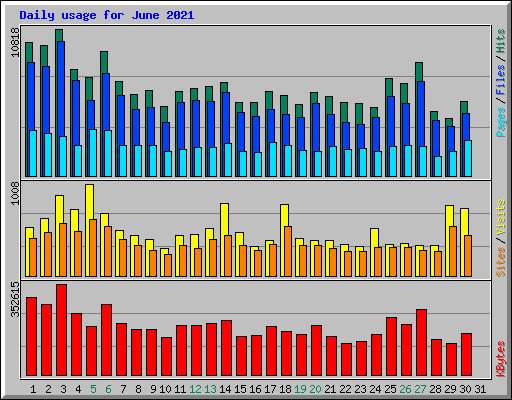 Daily usage for June 2021